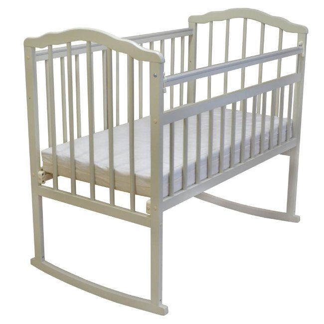 Кроватка MALIKA «Melisa-2» колесо-качалка без ящика слоновая кость