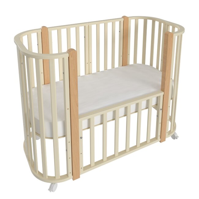 Кроватка MALIKA VERONA 4 в 1 слоновая кость, стойки бук