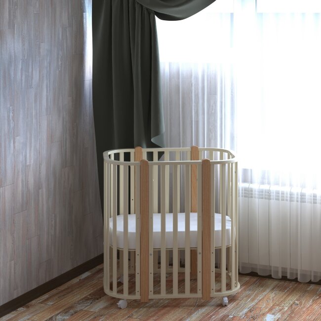 Кроватка MALIKA VERONA 4 в 1 слоновая кость, стойки бук